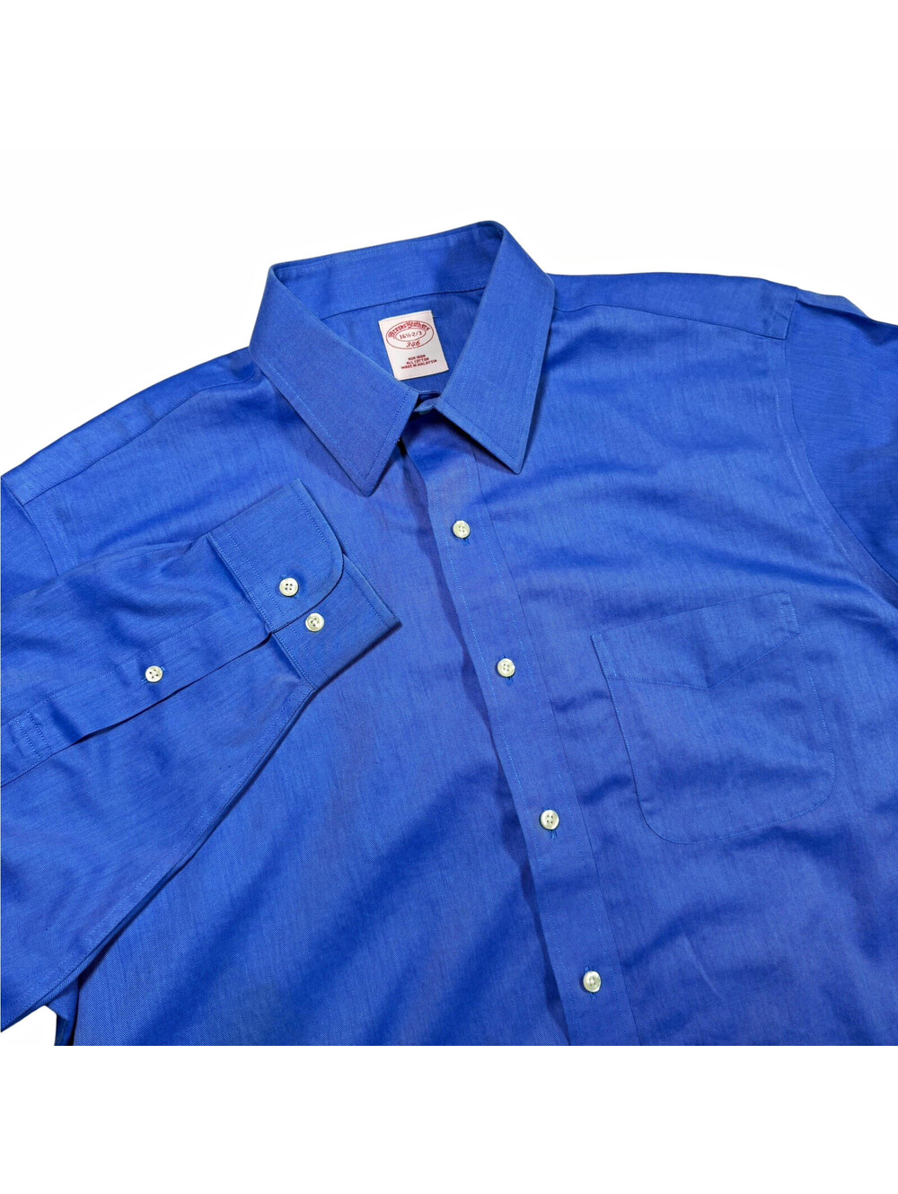 Brooks Brothers 346 Blue Solid Non-Iron Cotton Dress Shirt 16.5 32/33